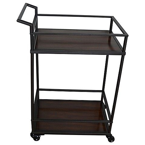 Richland Metal and Wooden Bar Cart in Black | Bed Bath & Beyond