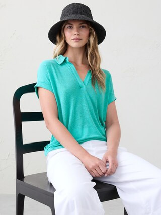 Linen-Blend Johnny Collar Shirt | Banana Republic Factory