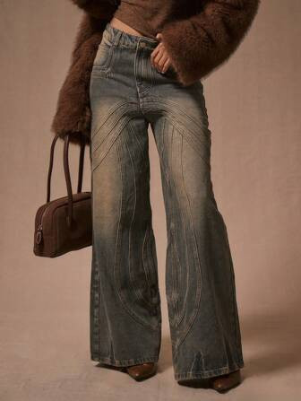 MUSERA Stitching Loose Fit Jeans, Spring 90's Y2k | SHEIN