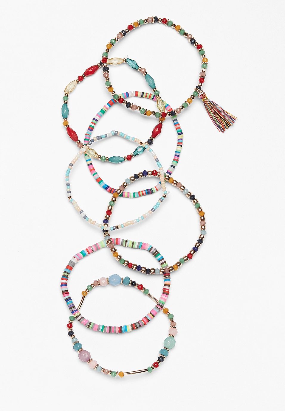 7 Piece Colorful Beaded Stretch Bracelet Set | Maurices