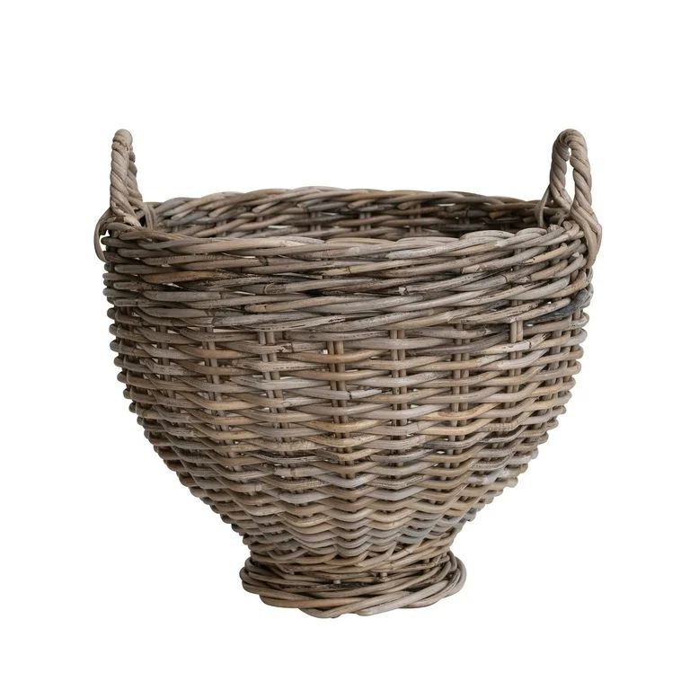 Creative Co-Op Round Woven Rattan Footed Basket Storage, Natural | Walmart (US)