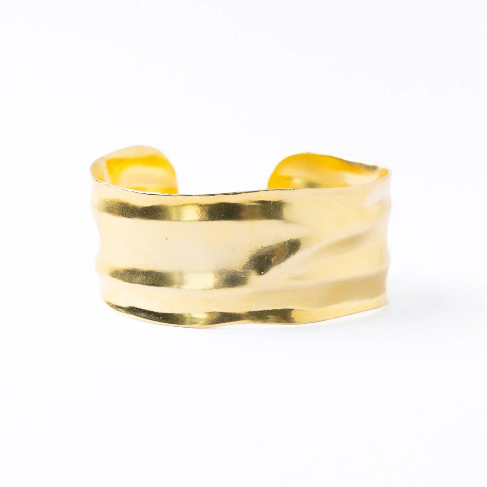 Paloma Large Wavy Cuff Bracelet Brass | INK+ALLOY