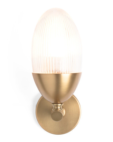 13.5x5.5 Whitworth Ribbed Glass Iron Wall Sconce | TJ Maxx