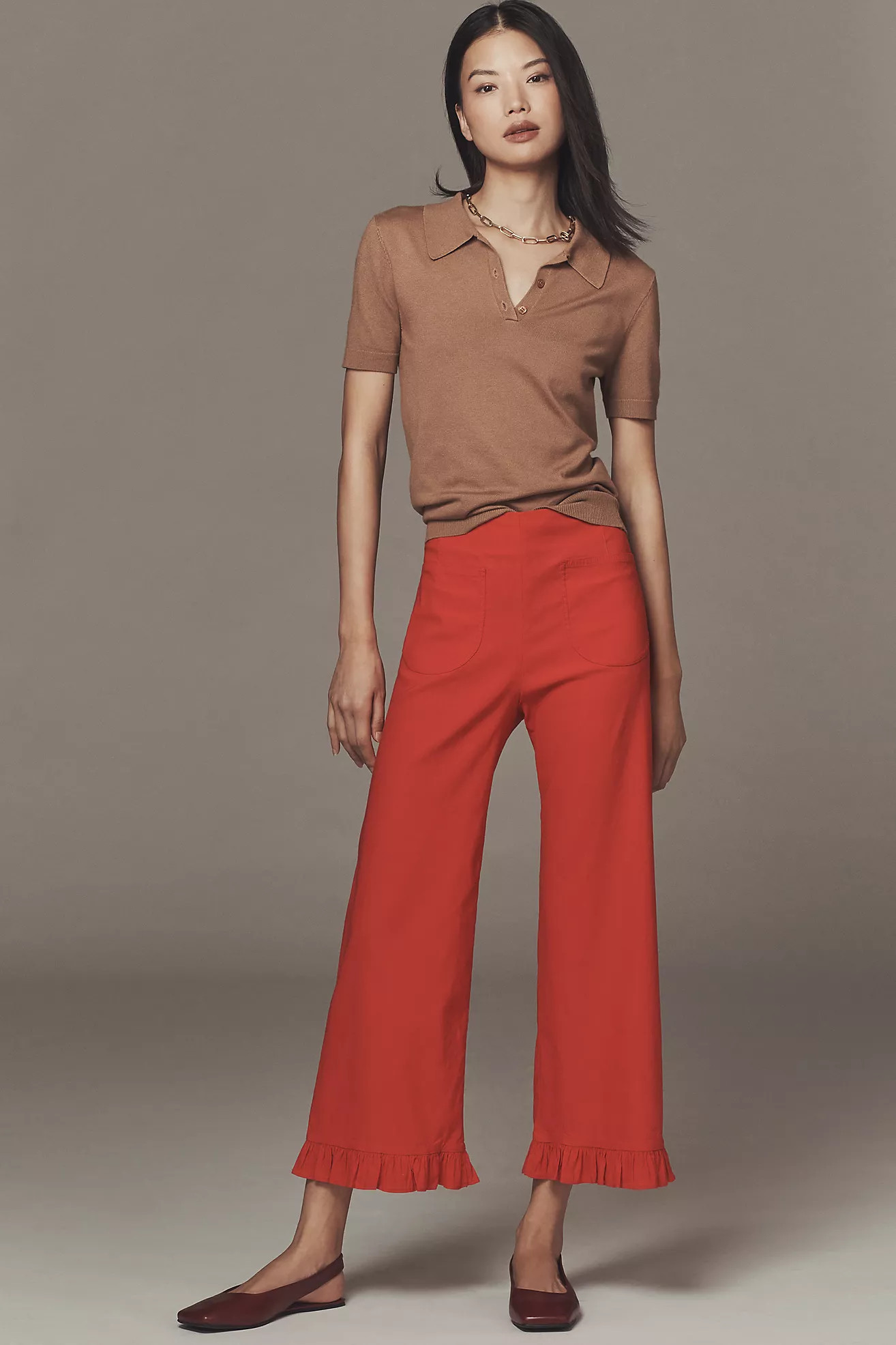 The Colette Magic Fabric Ruffle-Hem Crop Wide-Leg Pants by Maeve | Anthropologie (US)