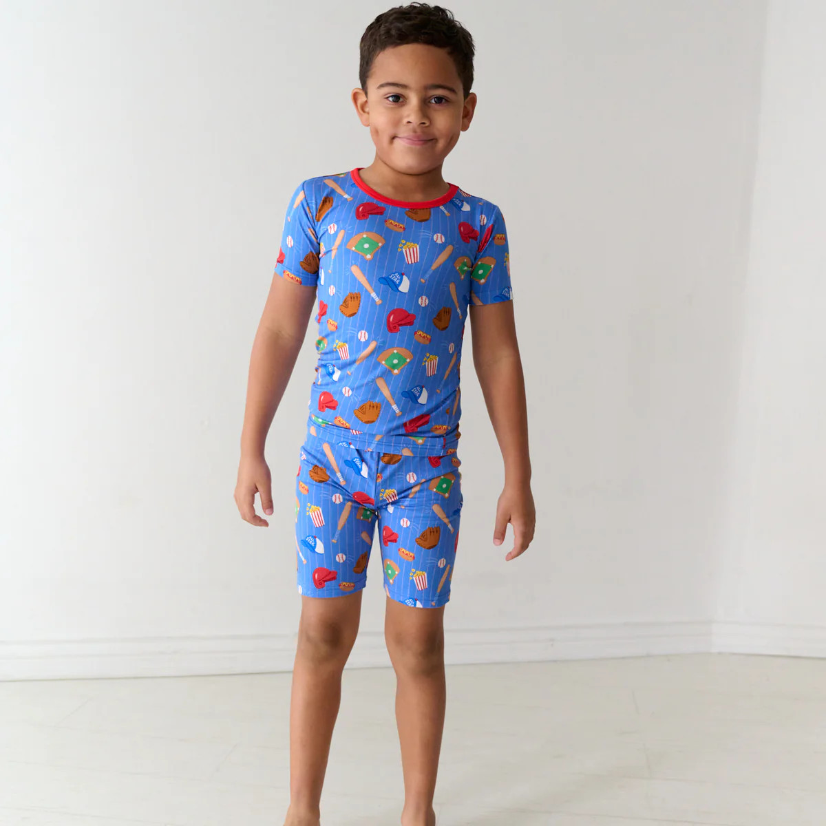 Blue All Stars Two-Piece Short Sleeve & Shorts Pajama Set | Little Sleepies