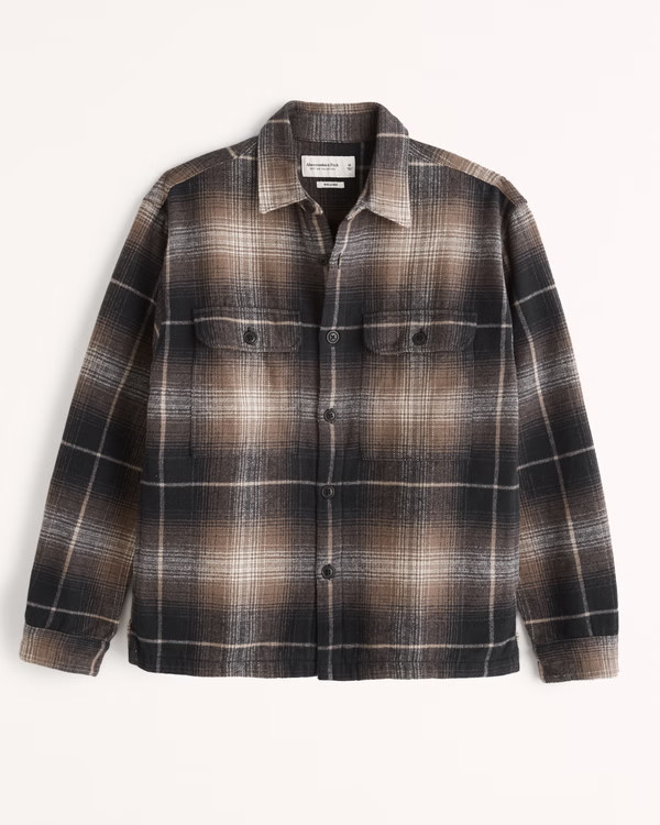 Men's Relaxed Heavyweight Flannel Shirt Jacket | Men's | Abercrombie.com | Abercrombie & Fitch (US)