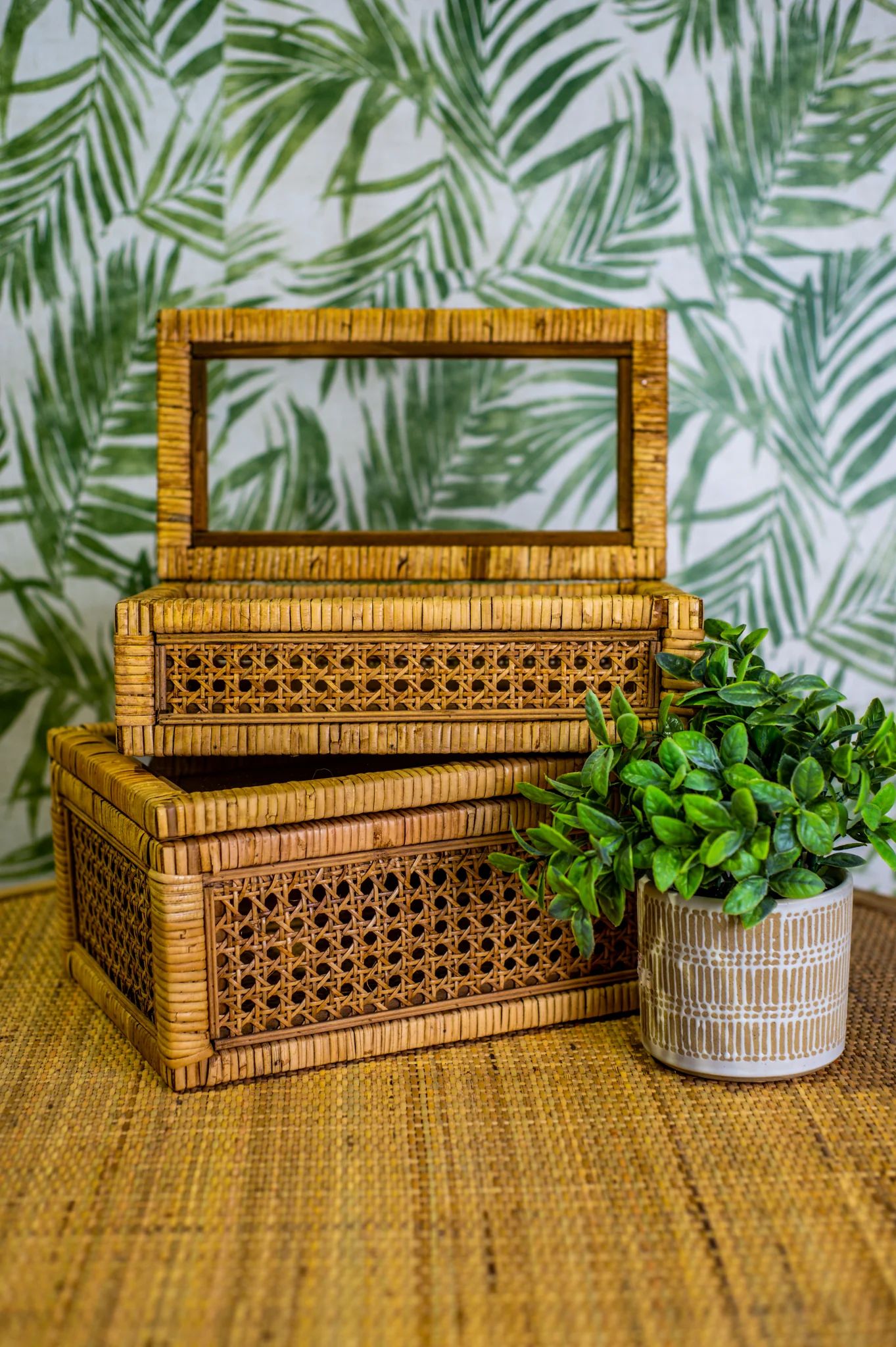 Hayes Rattan Rectangle Boxes-Large | Auden & Avery