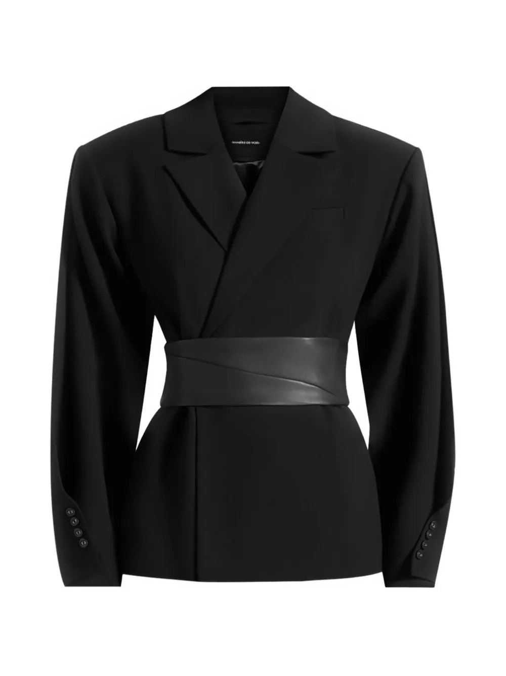 Manière De Voir Marie twist sleeve tailored blazer with belt - Black | Farfetch Global