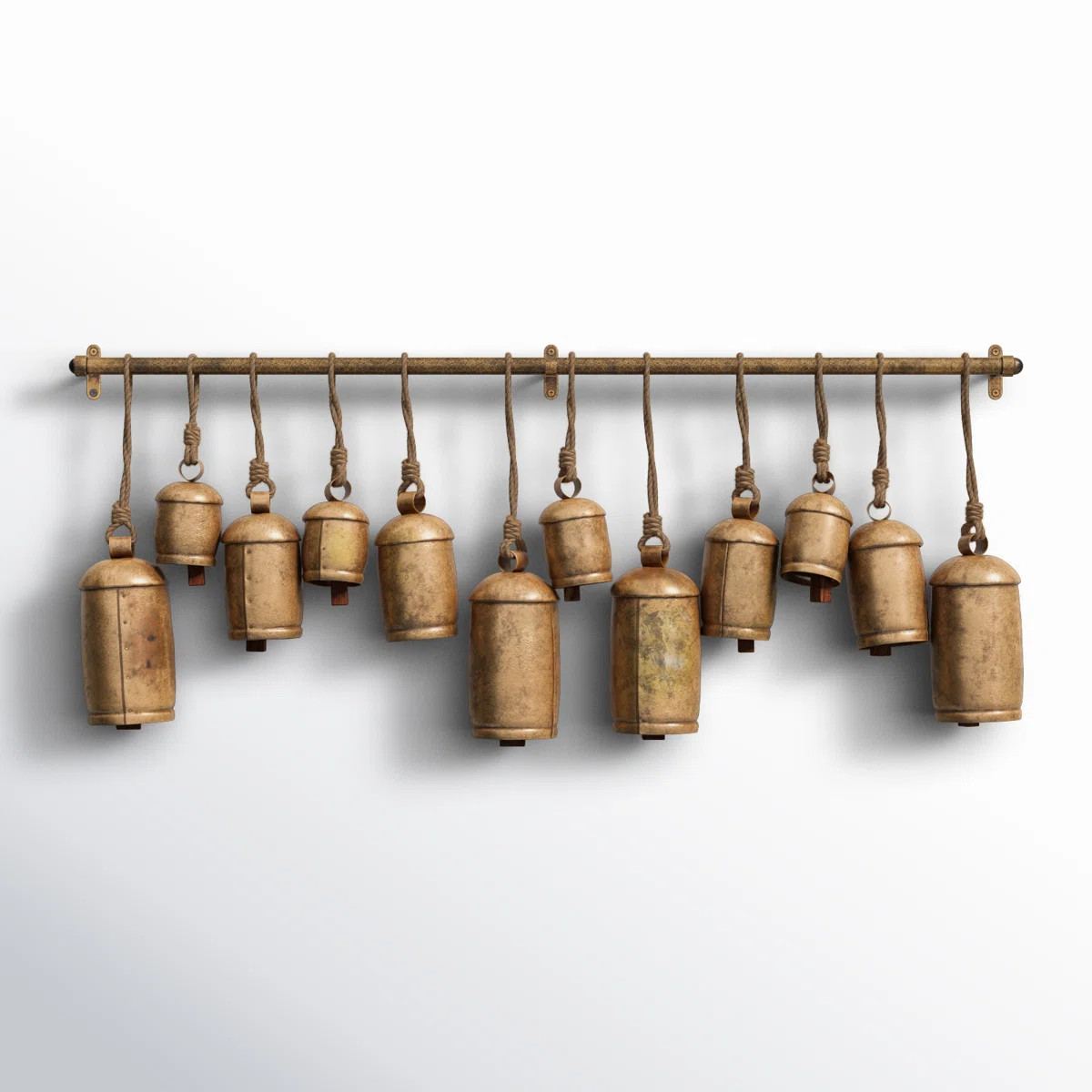 Kelly Clarkson Home Kristen Metal Tibetan Inspired Decorative Cow Bells with 12 Bells on Jute Han... | Wayfair North America