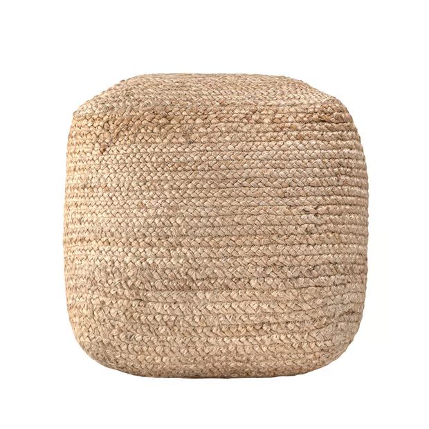 Natural Jute Braided Pouf 14" H x 18" W x 18" D | Rugs USA