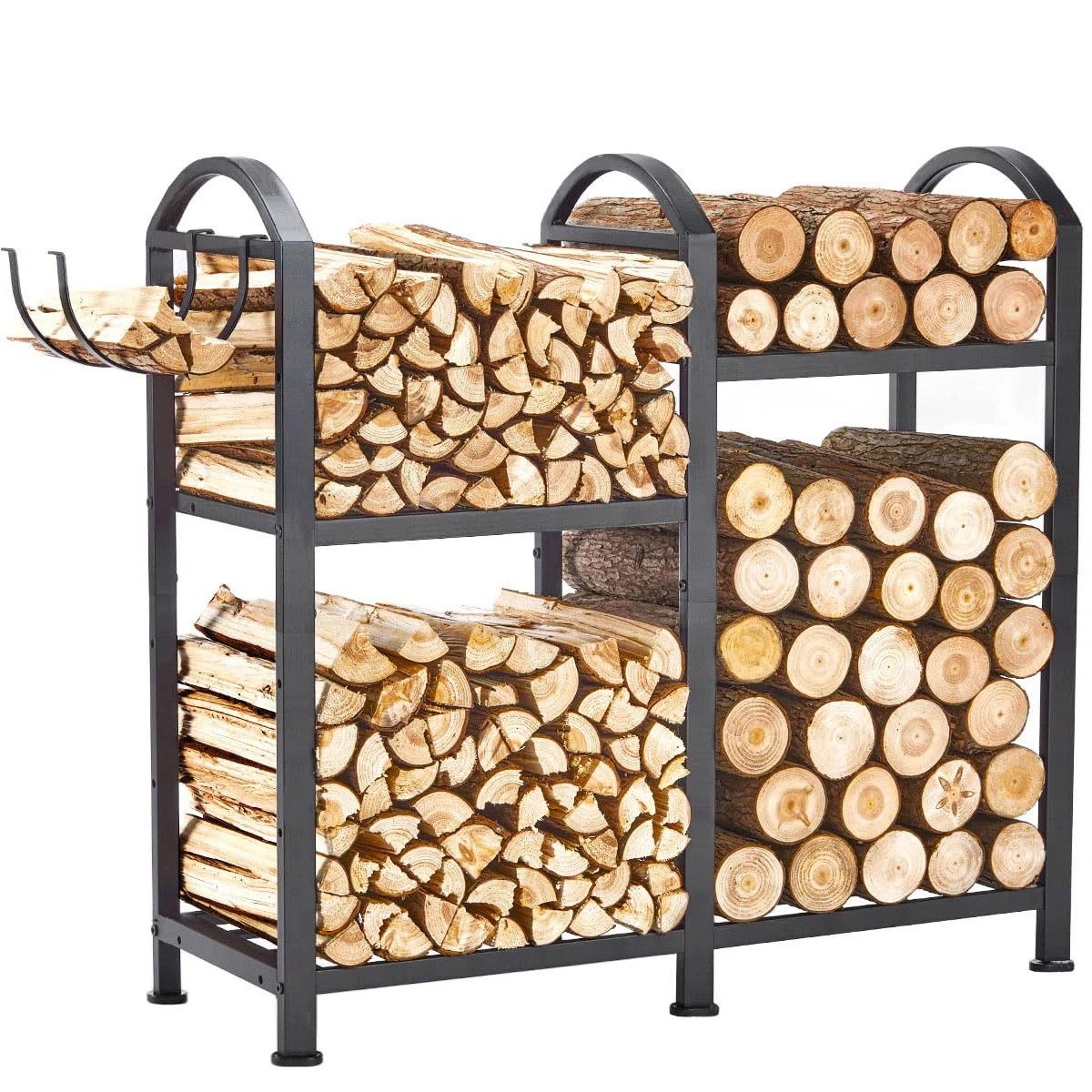 Red Barrel Studio® Firewood Rack Indoor With Hooks, 31Inch Firewood Rack, Log Holders For Firewo... | Wayfair North America