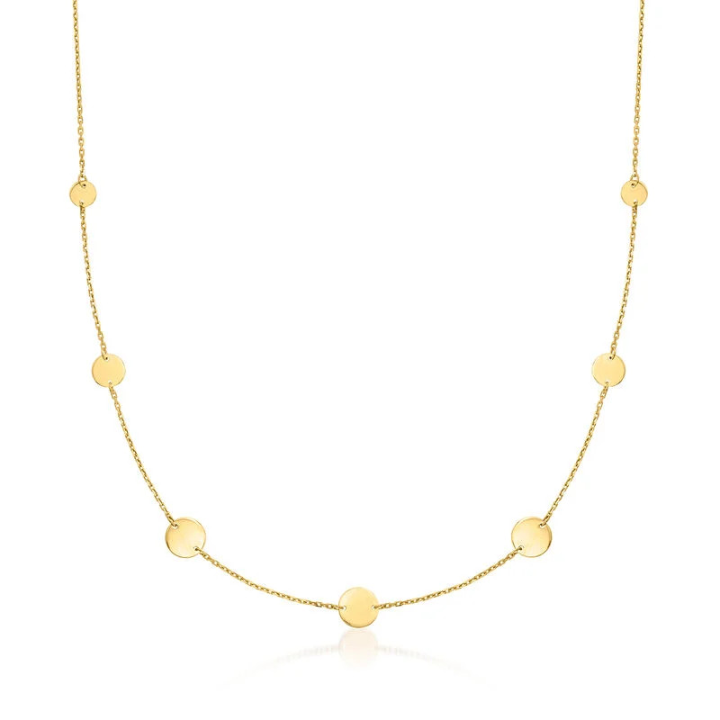 Italian 14kt Yellow Gold Multi-Size Disc Station Necklace | Ross-Simons