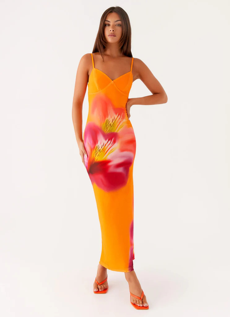 Kasey Midi Dress - Orange Tropical | Peppermayo (Global)