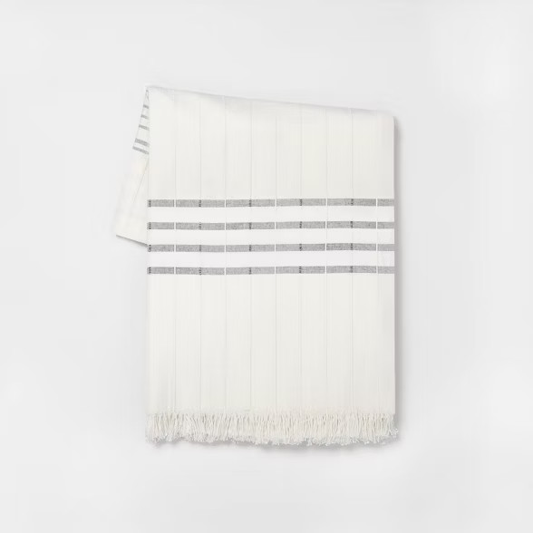 Throw Blanket Cream with Black Stripes - Hearth & Hand™ with Magnolia | Target