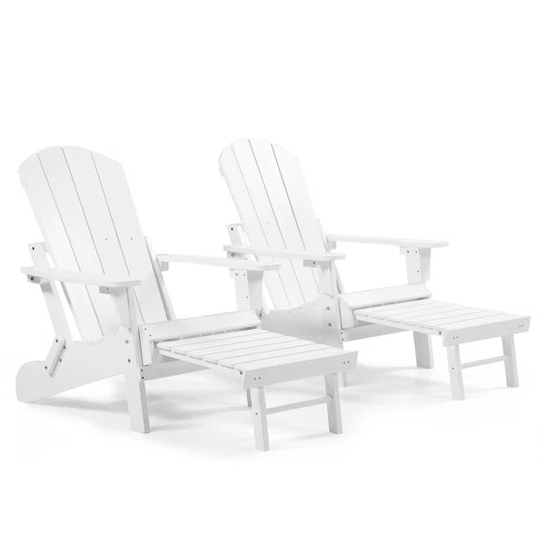 Hurley Stanton Prior Plastic/Resin Folding Adirondack Chair with Ottoman | Wayfair North America