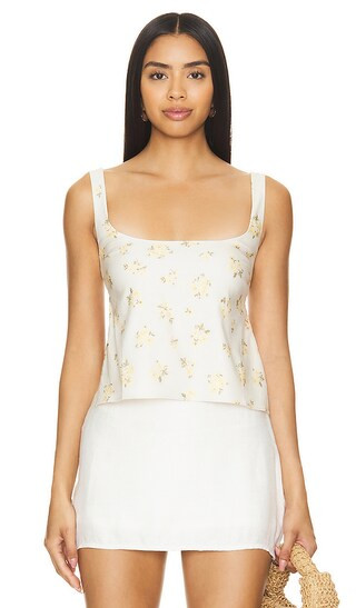 Miley Top in Soft Yellow Floral | Revolve Clothing (Global)