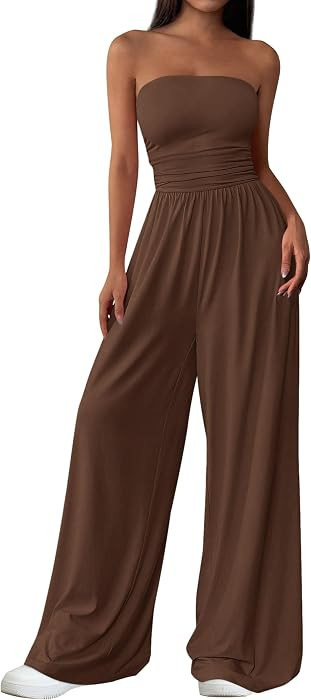 PRETTYGARDEN Strapless Jumpsuits for Women Dressy Casual | Amazon (US)