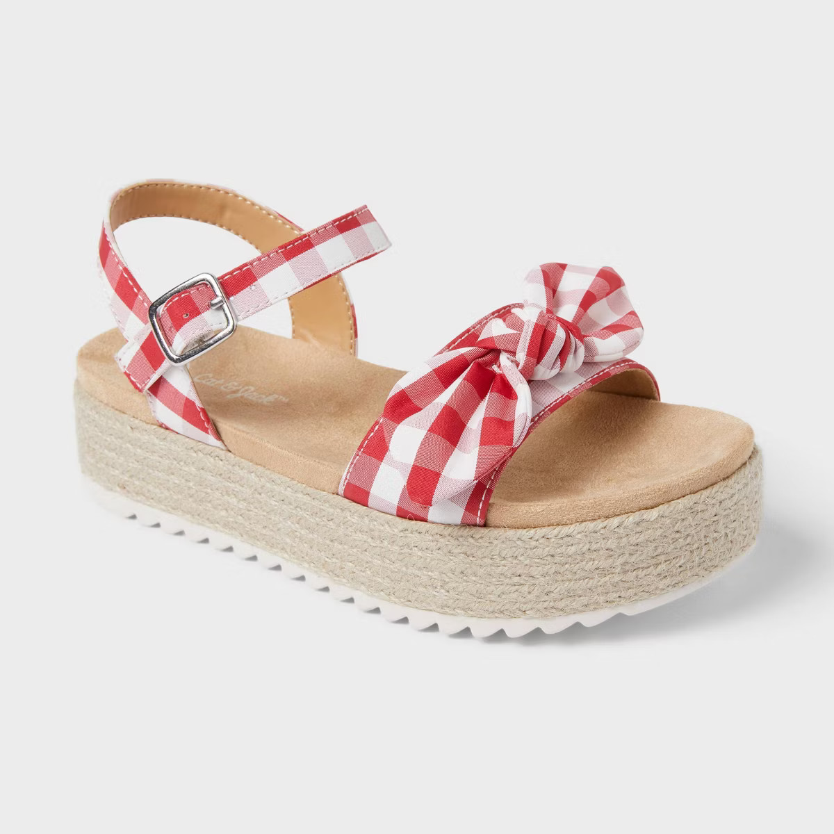 Kids' Daphne Gingham Platform Espadrille Sandals - Cat & Jack™ Red | Target