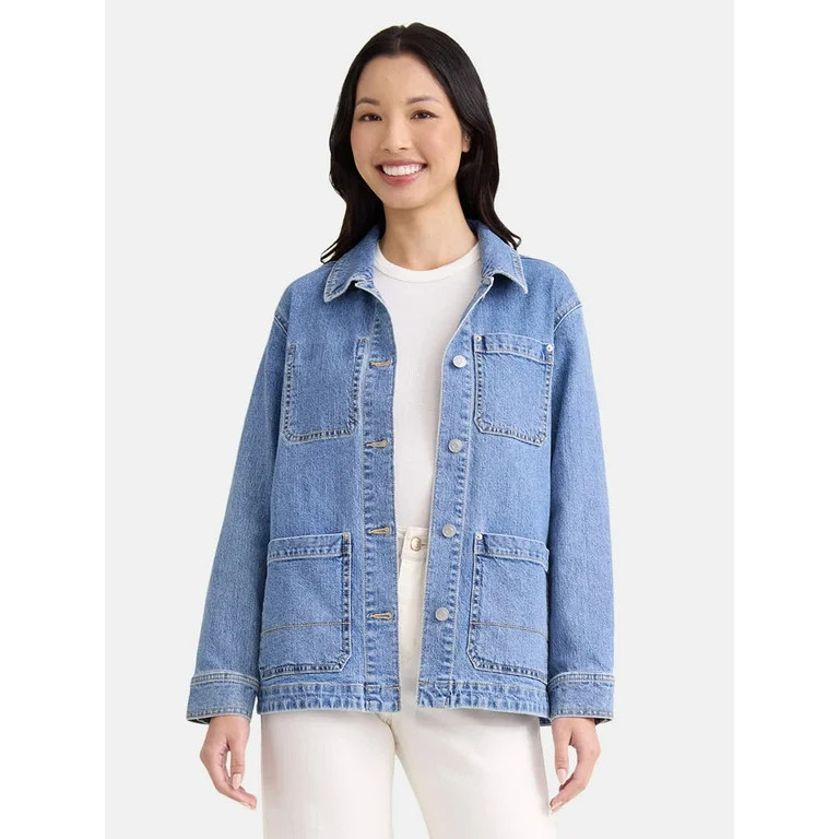 Time and Tru Women's and Women’s Plus Denim Chore Jacket, Sizes XS-4X | Walmart (US)