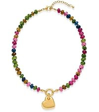 Amazon.com: FAUTHENTICUTE Gold Heart Necklaces for Women Chubby White Beaded Necklace With A Puff... | Amazon (US)