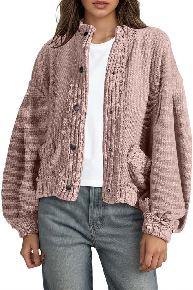 Womens Sweatshirt Cardigan Lightweight Button Down Spring Jackets Casual Long Sleeve Sweaters Car... | Amazon (US)