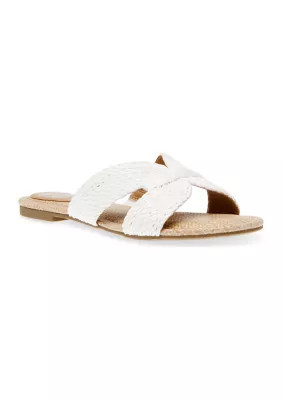 DV Dolce Vita Women's Geeya Woven Flat Sandals, White, 8.5M | Belk