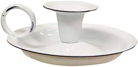 White Enamel Taper Candle Holder | 5 Inch | Vintage Farmhouse Style | Amazon (CA)