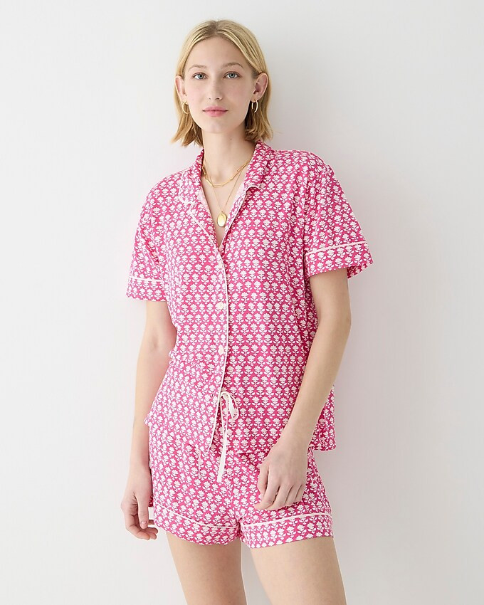 Eco dreamiest pajama short set in pink stamp floral | J. Crew US