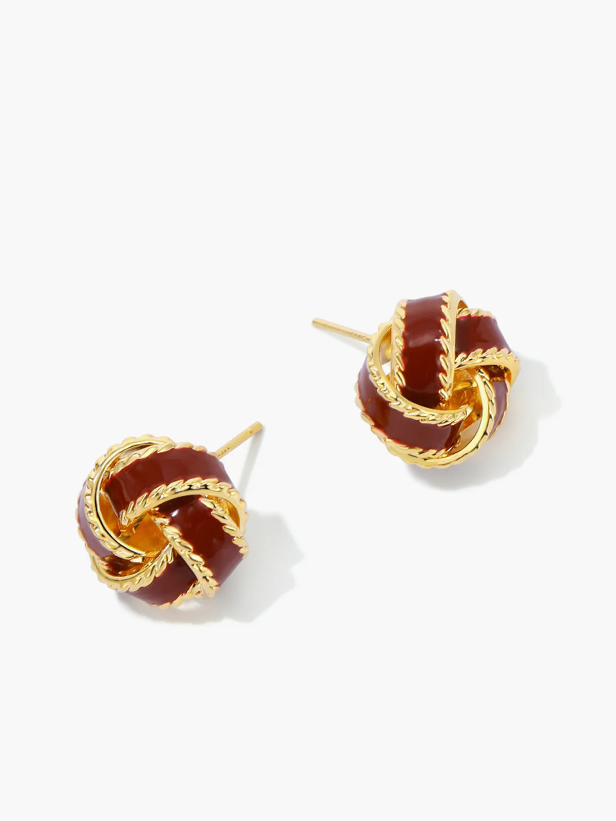 Vintage Dripped Glaze Knotted Hoop Stud Earrings | Commense