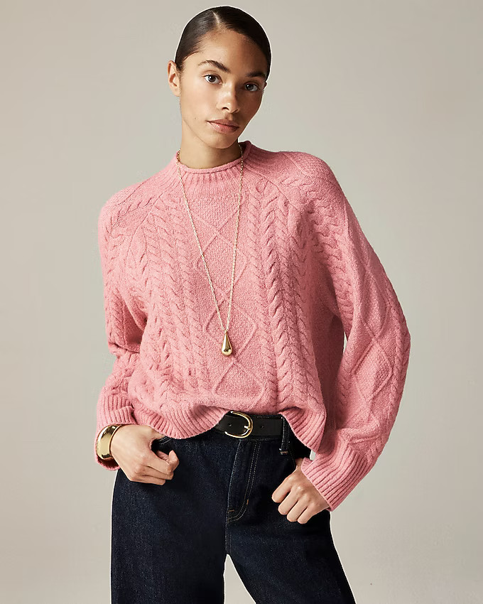 Cable-knit Rollneck™ sweater in Supersoft yarn | J. Crew US