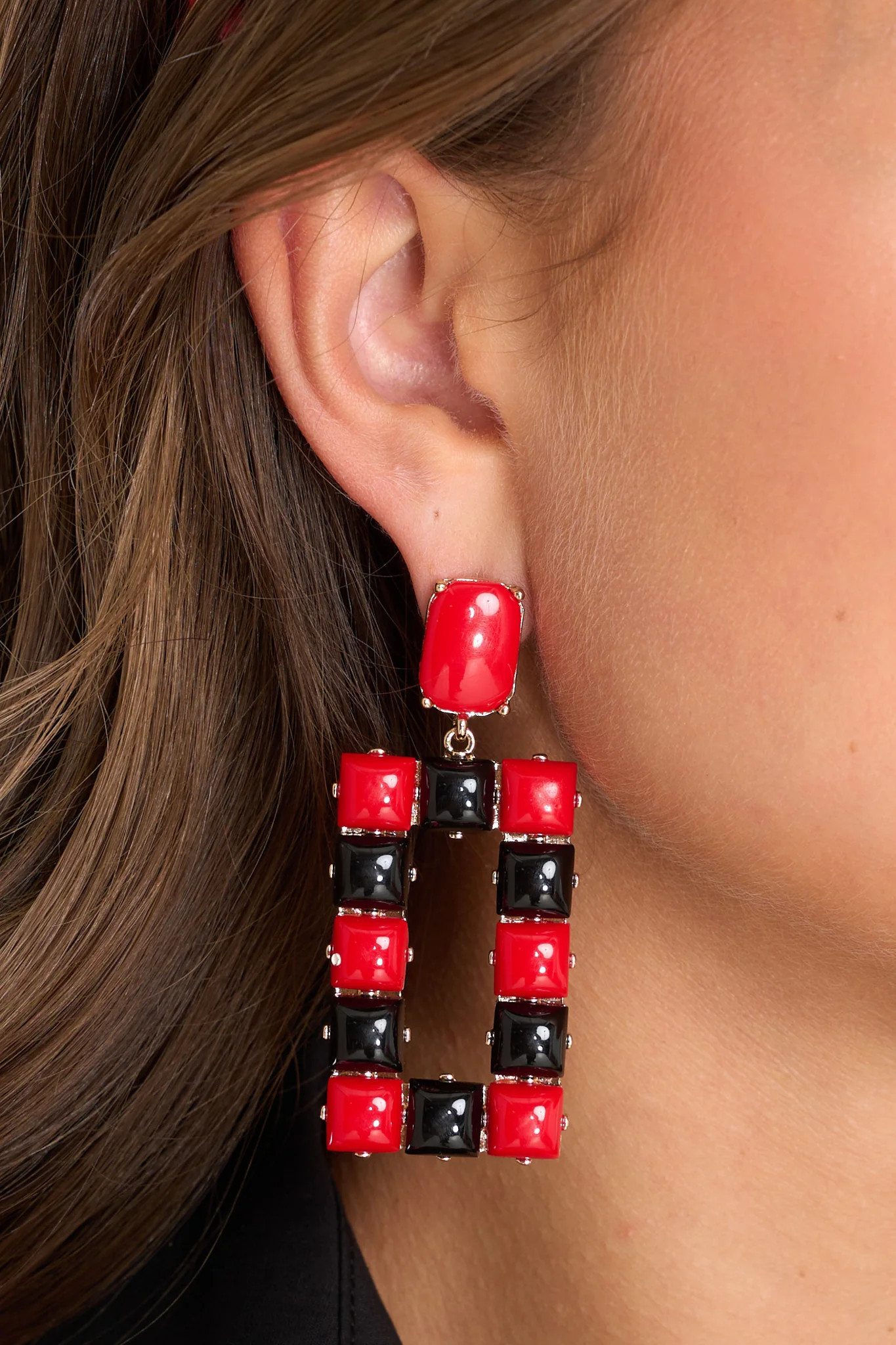 Let's Go Team Red And Black Earrings | Red Dress 