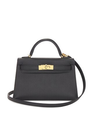 Hermes Epsom Kelly 20 Handbag in Black | FWRD 