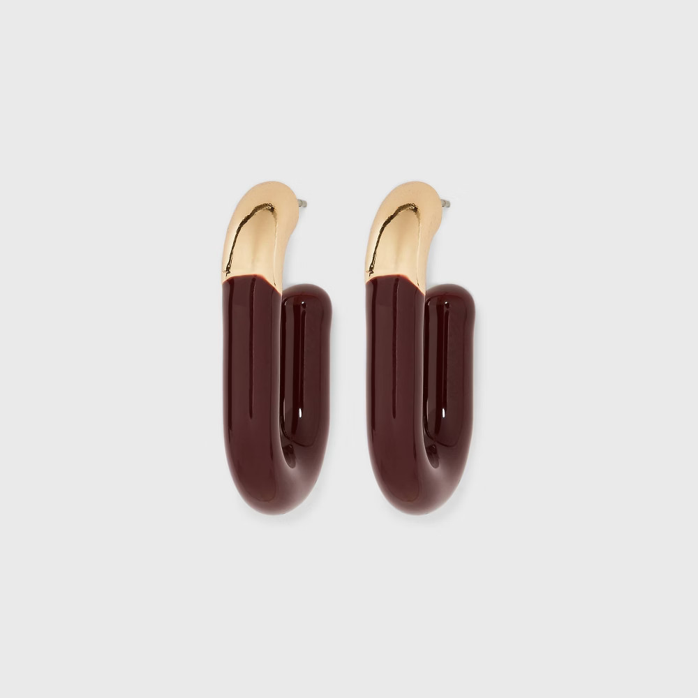 Acrylic J Hoop Earrings - A New Day Burgundy, Red | Target