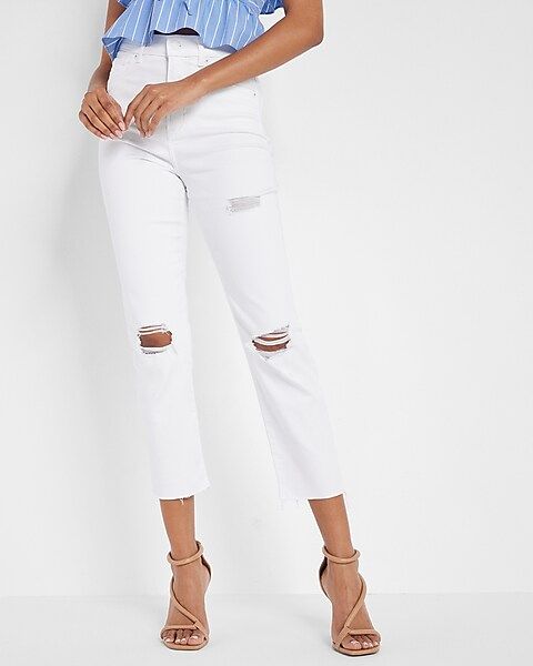 Super High Waisted White Mom Jeans | Express