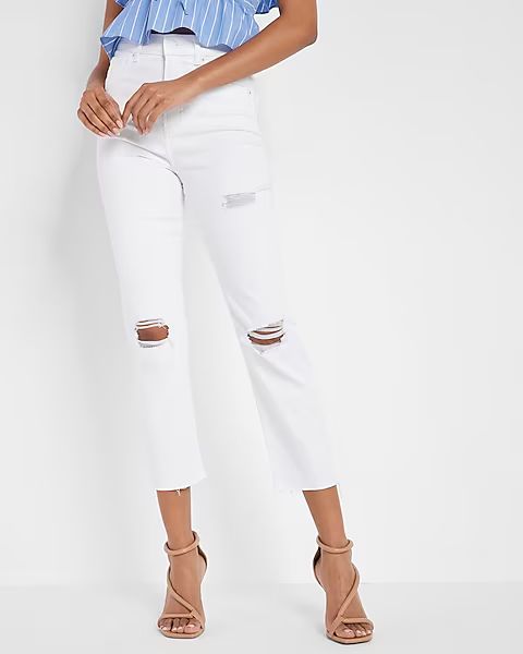 Conscious Edit Super High Waisted White Mom Jeans | Express