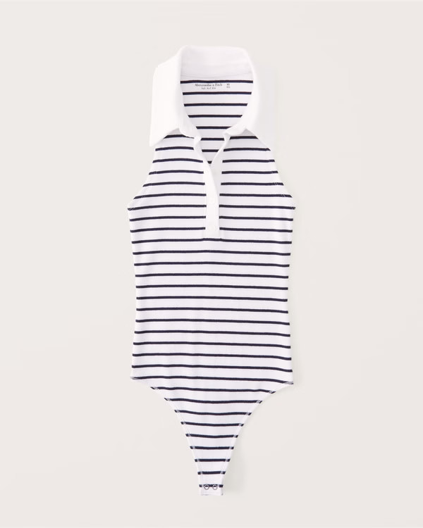 Ribbed Polo Bodysuit | Abercrombie & Fitch (US)