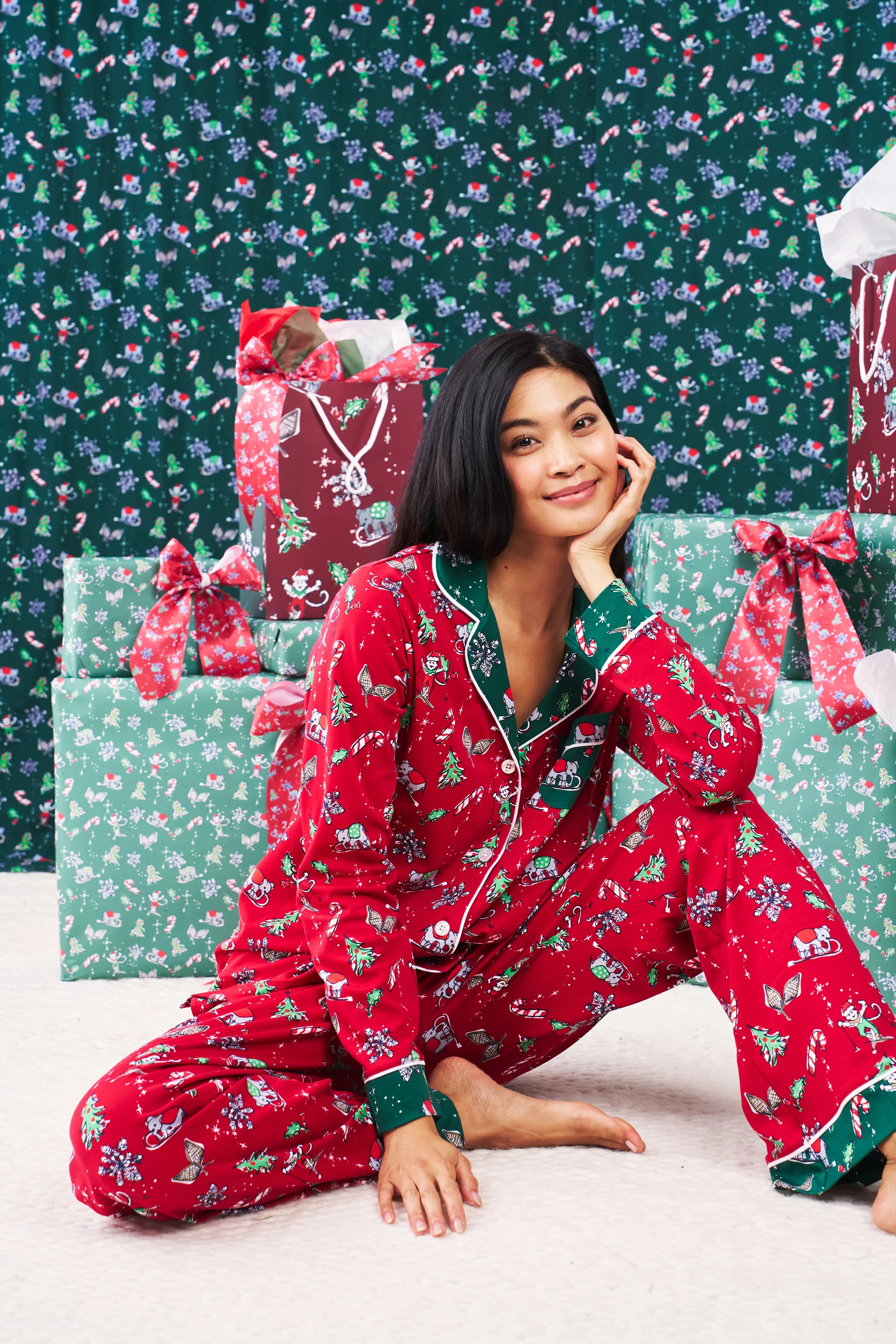 Snow Day Long Sleeve Polo Pajamas | Roller Rabbit | Roller Rabbit