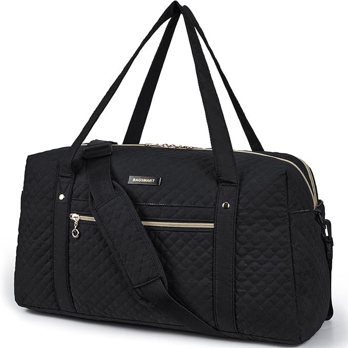 Travel Duffle Bag, BAGSMART 31L Quilted Weekender Overnight Bag for Women with Laptop Compartment, L | Amazon (US)
