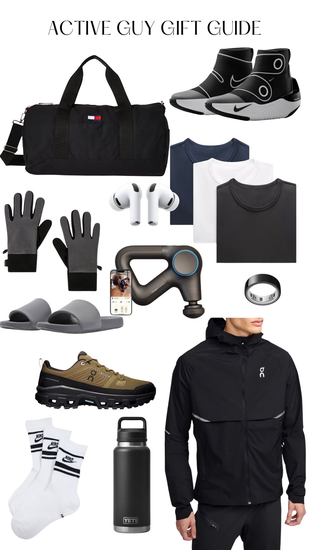 Gift guide for active men. Shop workout and post workout essentials 
#men #gift #gifts #giftguide #workout #active #giftguideforhim #forhim #sneakers #shirts #dufflebag #bottle #socks #apple #LTKCyberWeek

#LTKHoliday #LTKGiftGuide #LTKFindsUnder100 #LTKFindsUnder50 #LTKSaleAlert

#LTKActive #LTKfitnessgoals #LTKMens