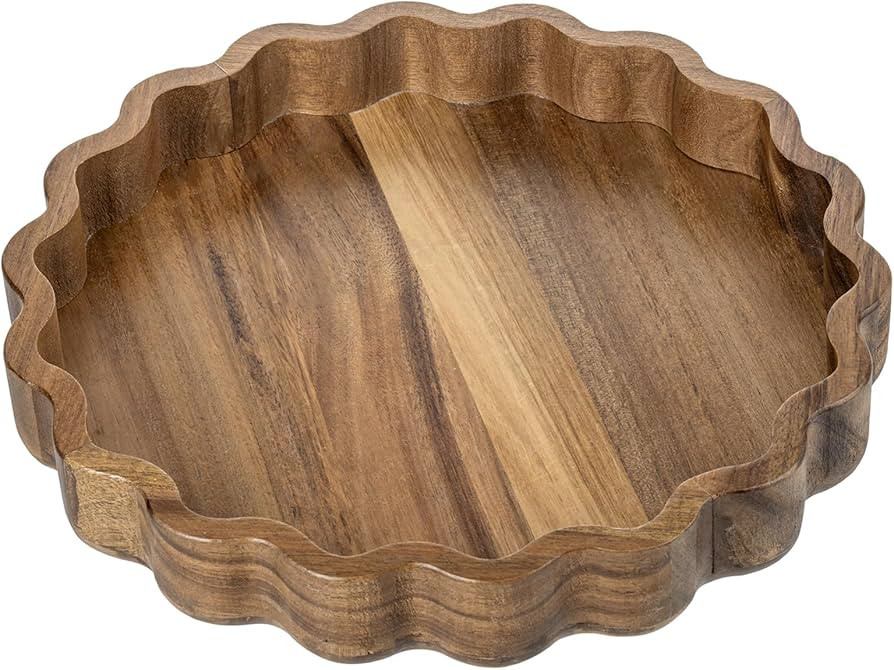 MyGift Premium Acacia Solid Wood Wavy Scallop Edged Decorative Serving Tray – Elegant Vanity Tr... | Amazon (US)