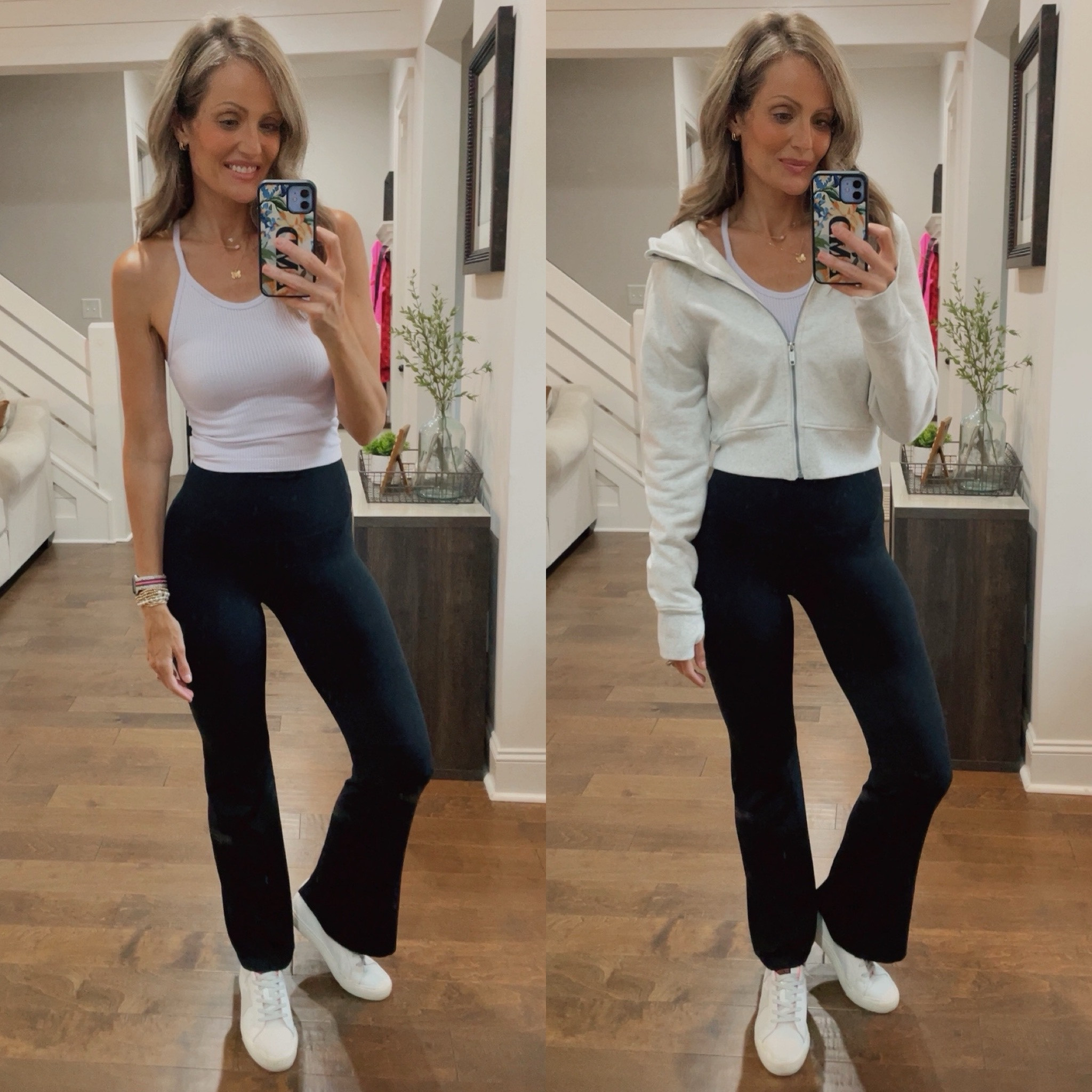 Super cute workout / casual wear! Size small in all pieces 

Crop hoodie | crop tank | flare leggings 

#LTKActive #LTKFitness #LTKOver40