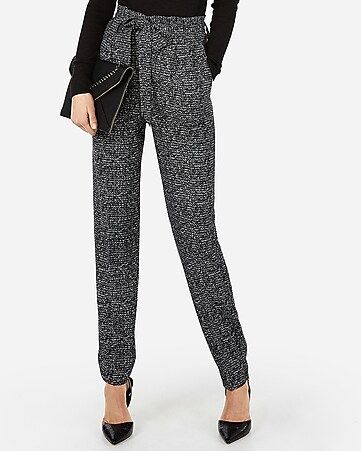 high waisted printed paperbag ankle pant | Express