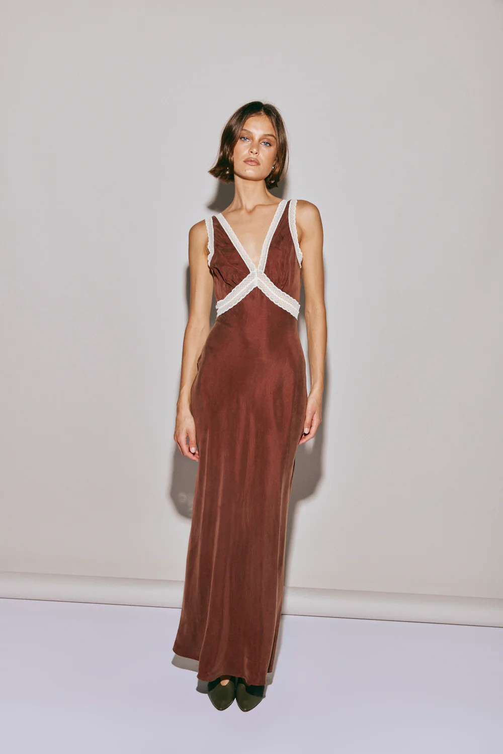 Meet Me On The Dance Floor Bias Cut Maxi Dress Umber | VRG Grl