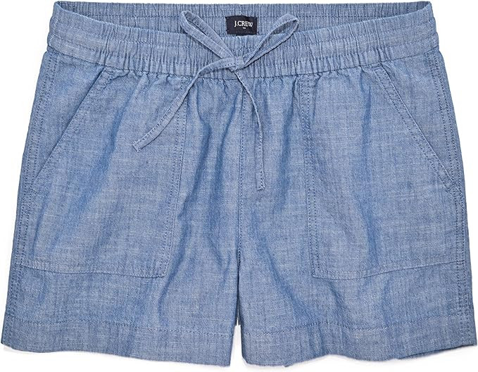 J.Crew Mercantile Women's 4" Drawstring Shorts (S, Med Echo Blue Wash Chambray) | Amazon.com | Amazon (US)
