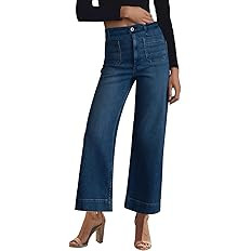 KUNMI Women's Wide Leg Jeans High Waisted Straight Leg Stretchy Denim Pants with Pockets | Amazon (US)
