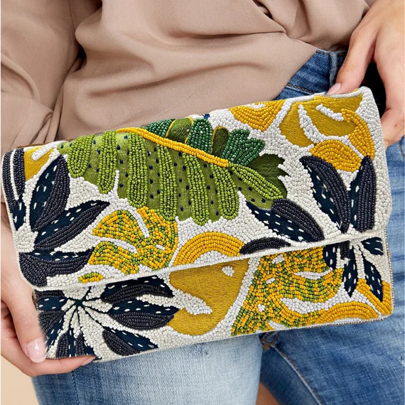 Boho-tanical Leaf Beaded Crossbody Chain Clutch Boho Handbag - Etsy | Etsy (US)