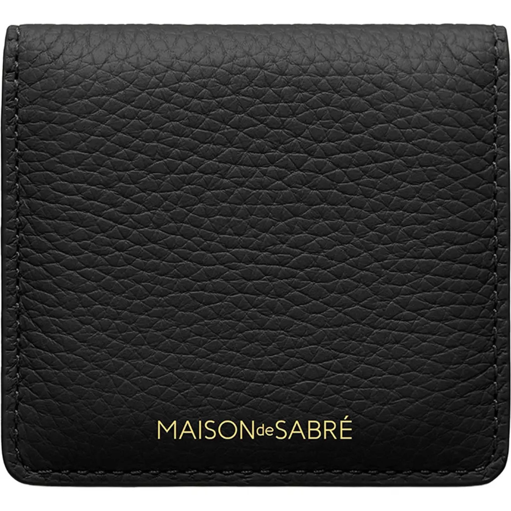 MAISON de SABRÉ Leather Compact Mirror in Rouge Noir at Nordstrom | Nordstrom