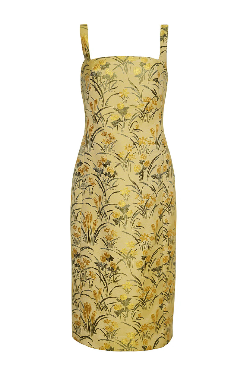 Carlie Dress in Lemon Zest Jacquard | Over The Moon Gift