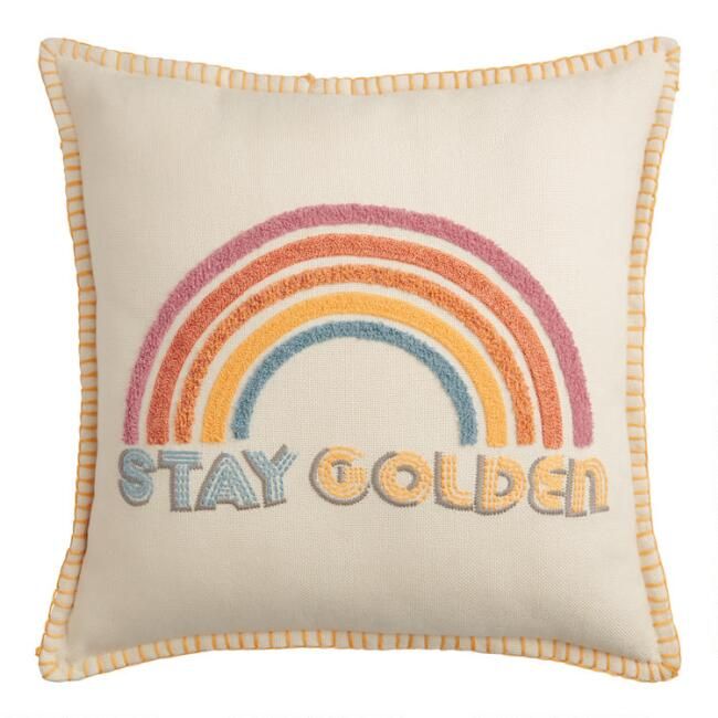 Stay Golden Rainbow Indoor Outdoor Throw Pillow | World Market