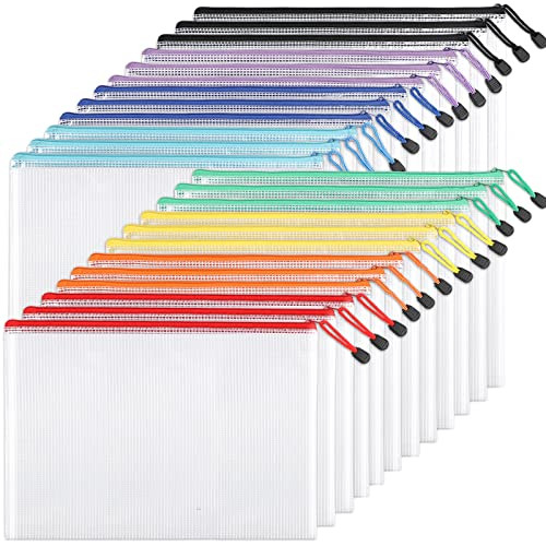 EOOUT 24pcs Mesh Zipper Pouch Bags, A4 Zipper Bags for Organizing Storage, Waterproof Zipper Pouc... | Amazon (US)